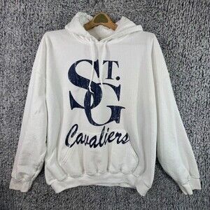 ST. G Cavaliers Hoodie Men’s Oversized Fleece Lined Hoodie White Men’s XL